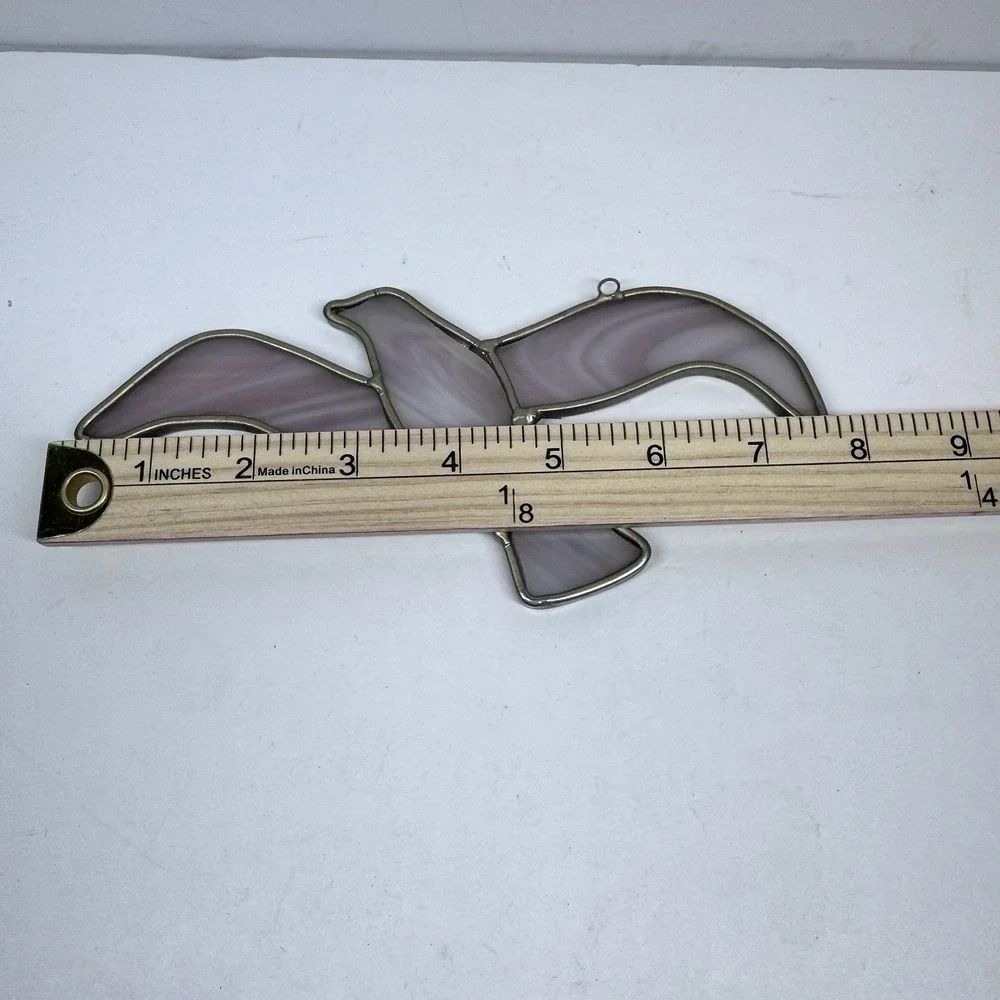Vintage Stained-Glass Bird Seagull‎ Suncatcher Purple Lavender Hanging Window